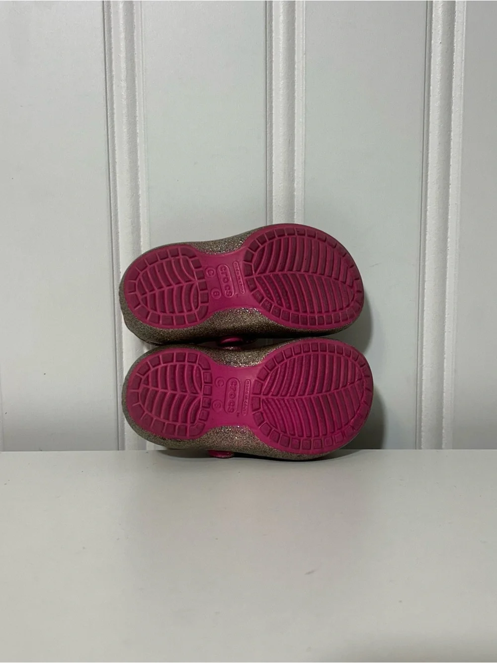 Crocs Maryjane Girls Glitter Clog Sandals - Pink & Gold